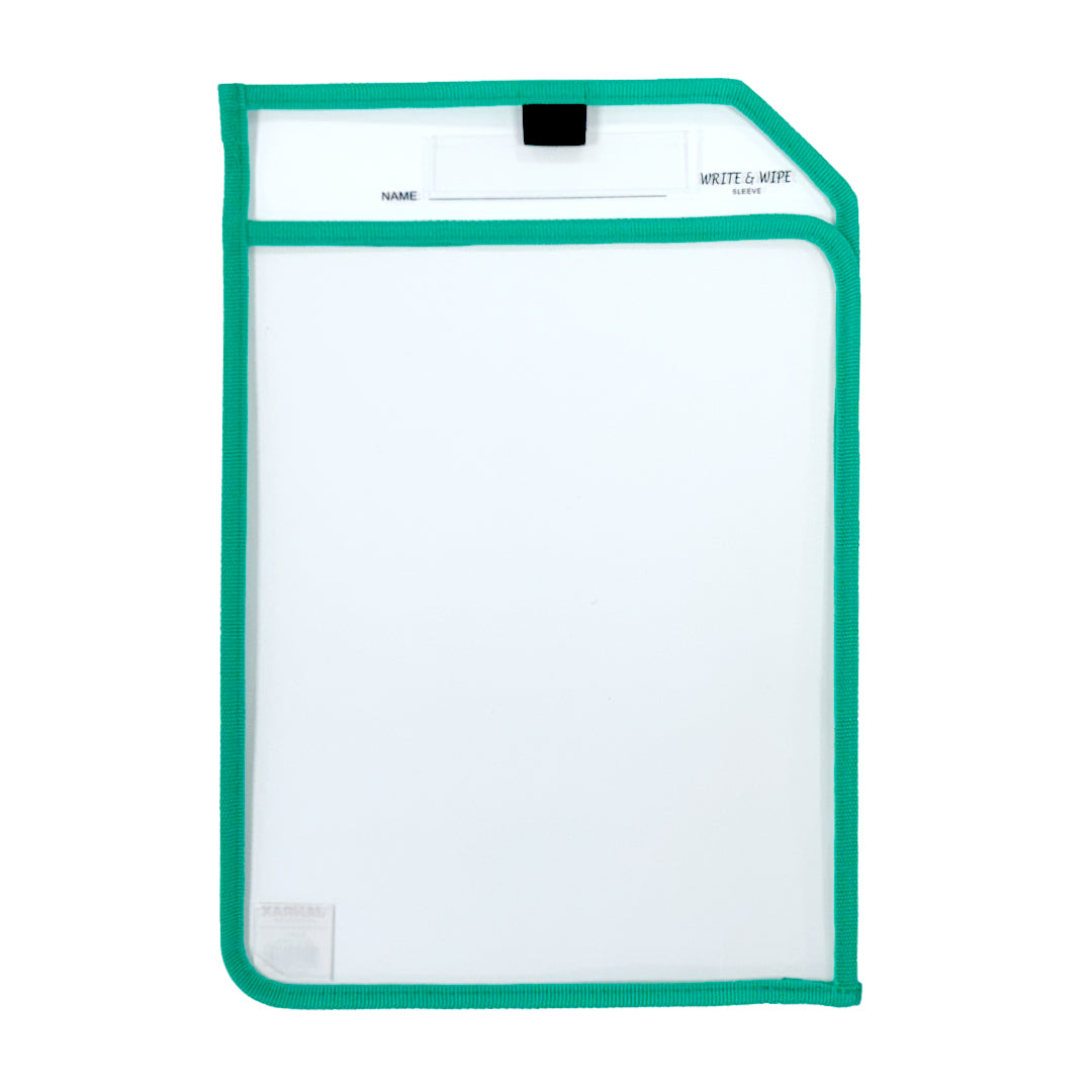 Green Edge Clear Dry Erase Write and Wipe Reusable Sleeve Pocket