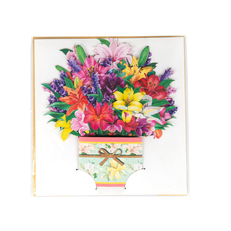 Lilies & Tulips Colorburst Bouquet 3D Pop Up Greeting Card