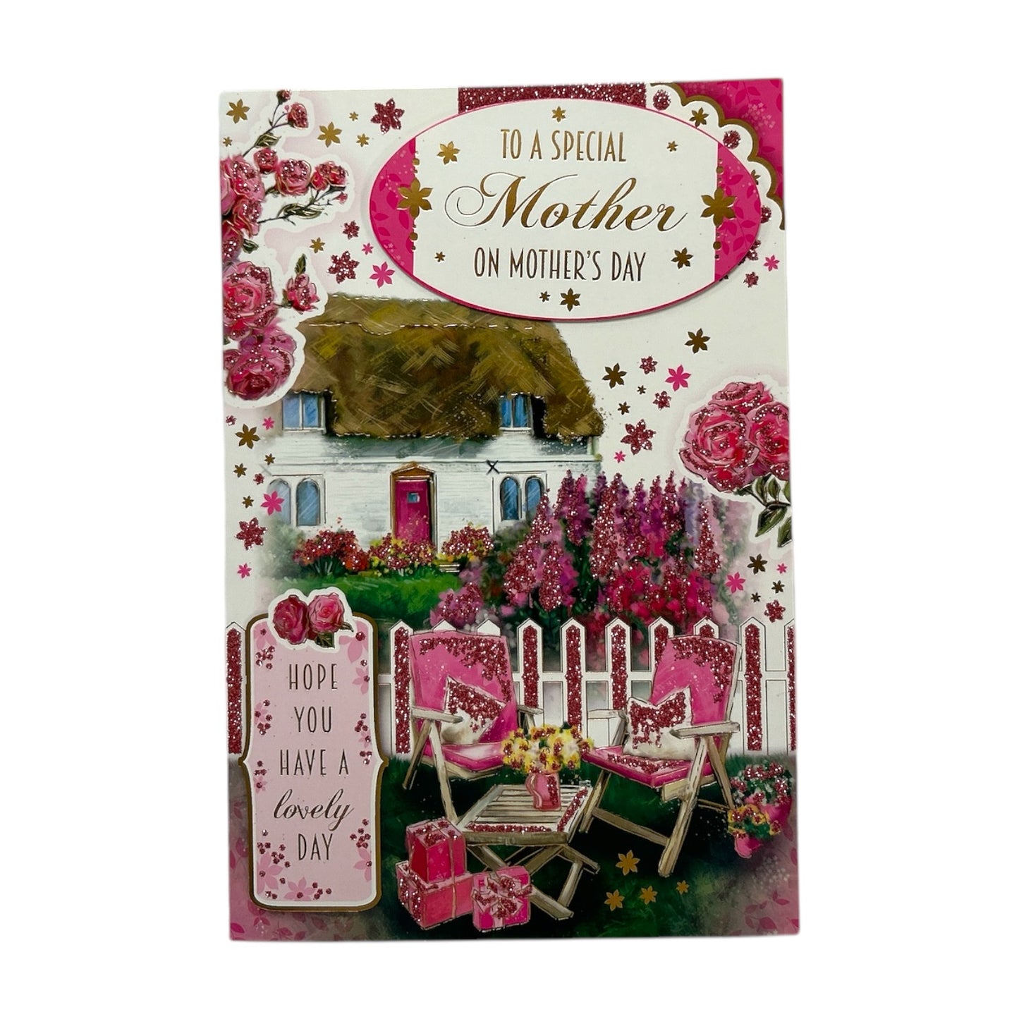 To A Special Mother Beautiful House and Pink Flowers Design Mother's Day Card