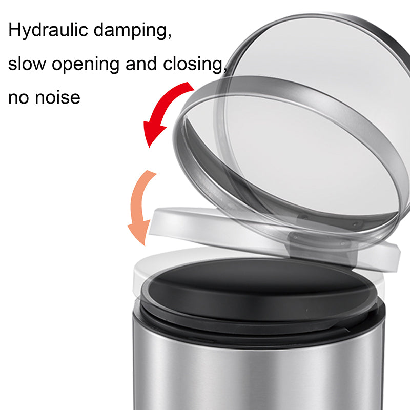 Silver Metal Wastebin 5L