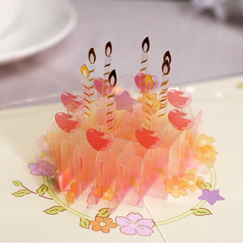 Orange Crystal Cake 3D Pop Up Birthday Card