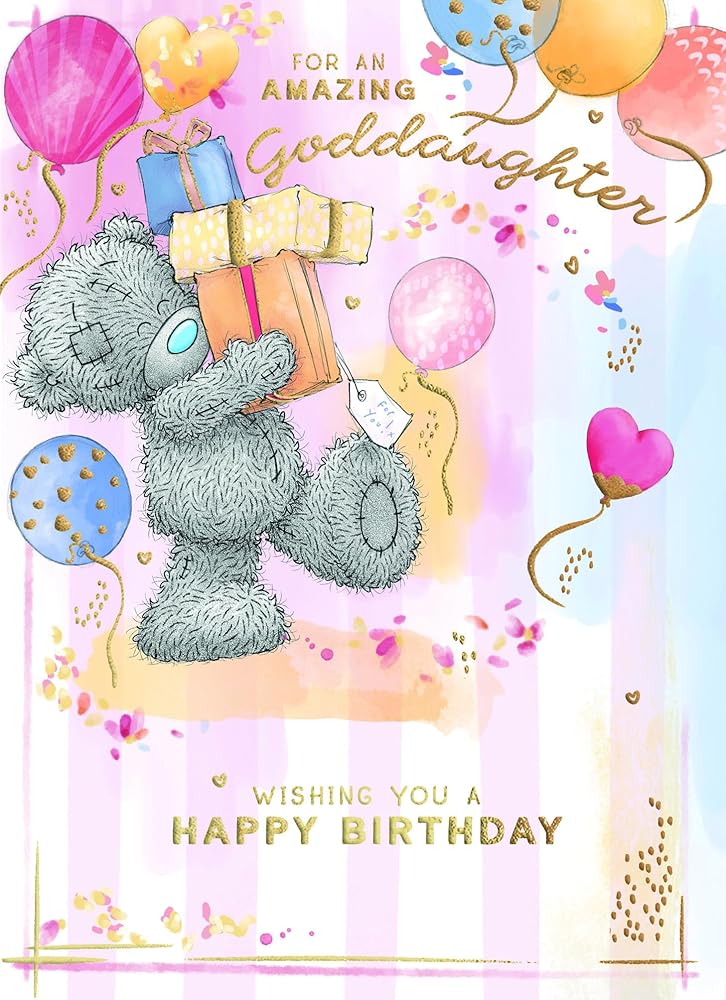 Bear Carrying Stack Of Gifts Amazing Goddaughter Birthday Card