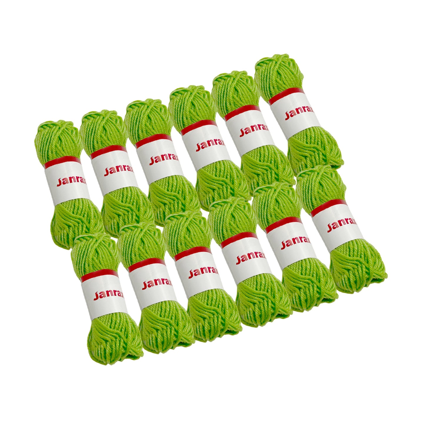 Pack of 10 Light Green Acrylic Yarn Rolls – 10g each, 4 Strand 8 Ply Knitting Wool