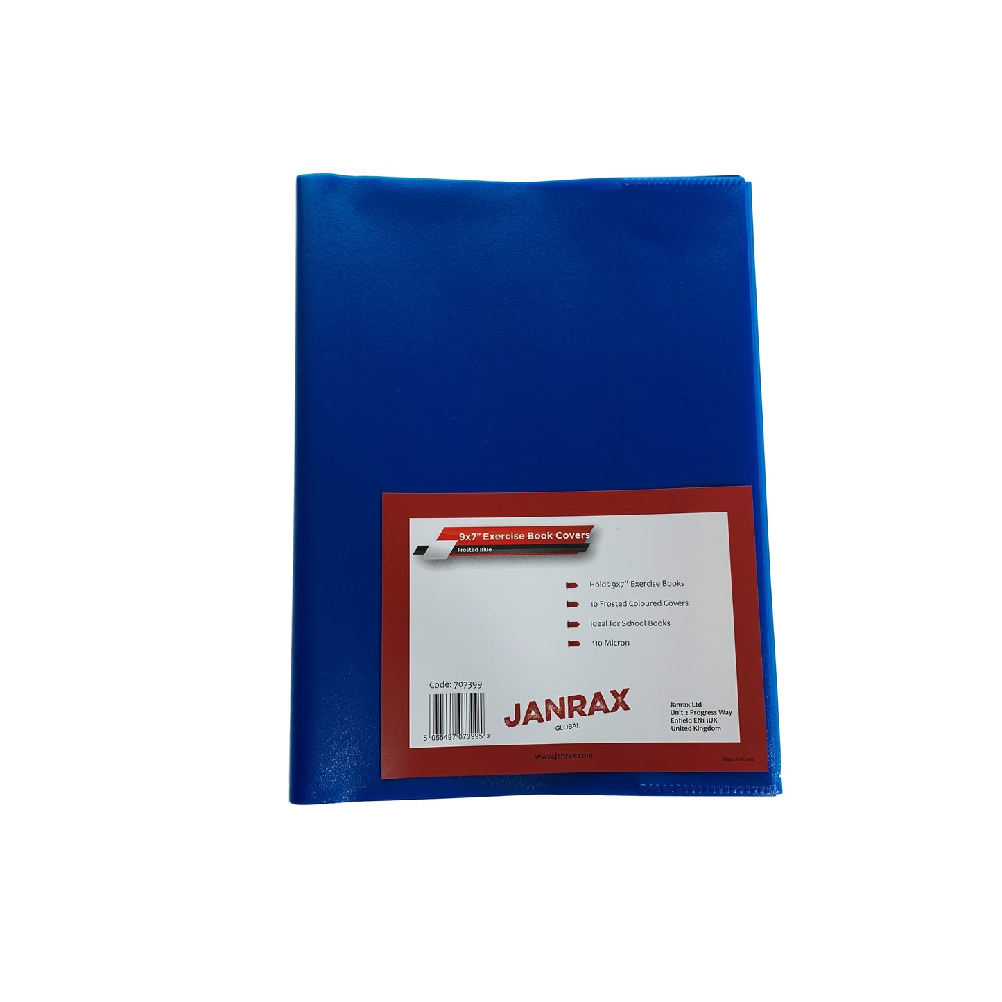 Pack of 10 9x7" Frosted Blue Exercise Book Covers