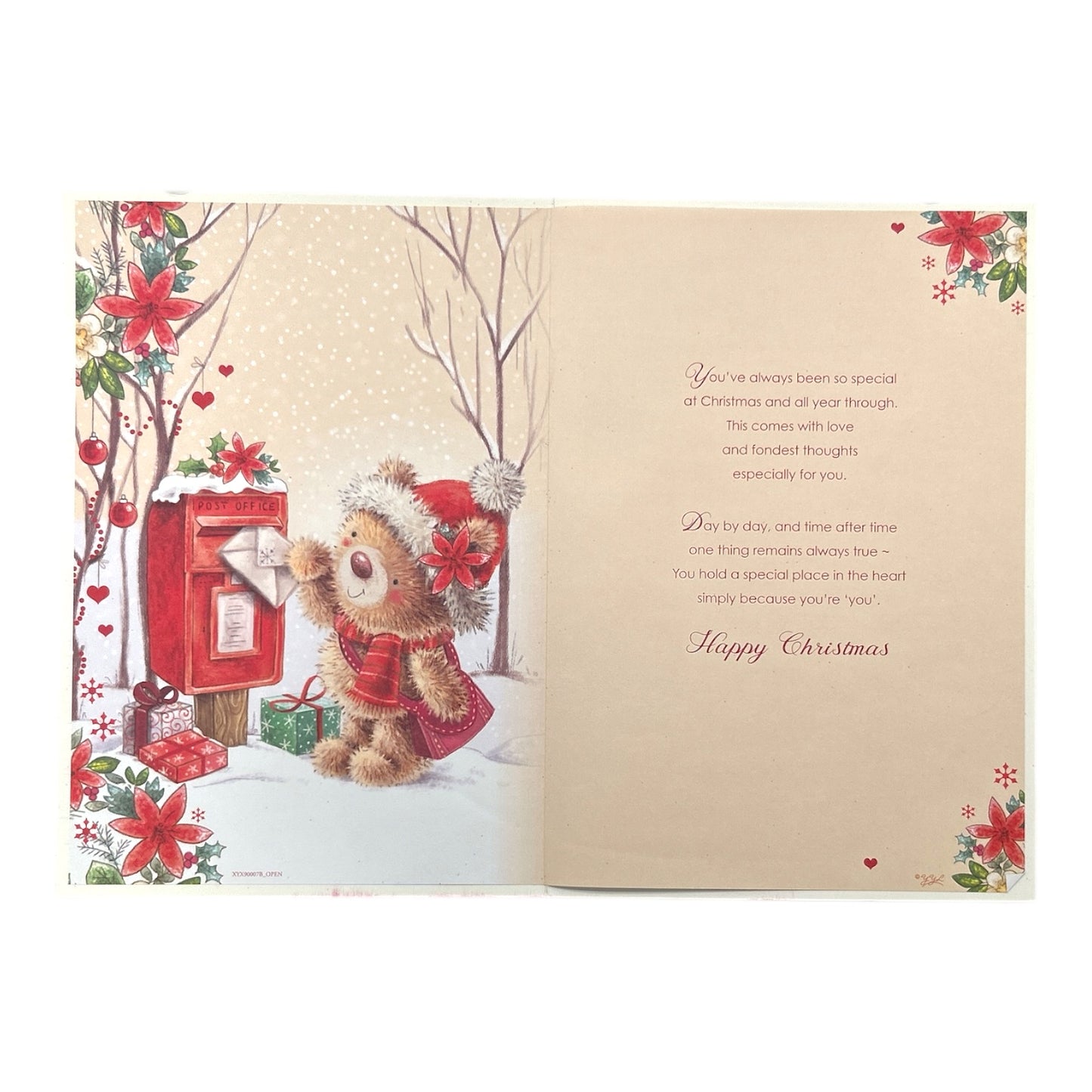 To a Special Mum Teddy At Mail Box Design Christmas Card