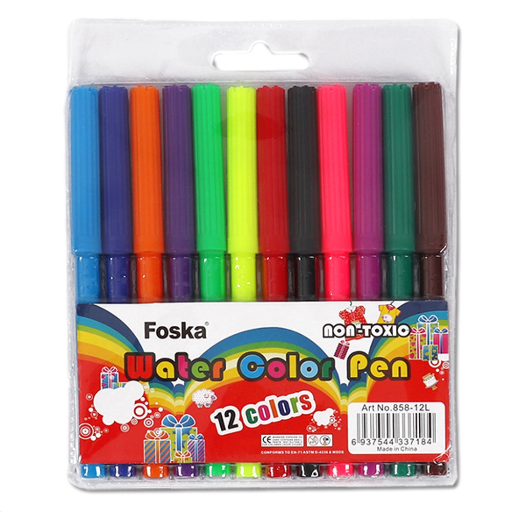 Pack of 12 Assorted Water Colour Felt Tip Pens– Choice Wholesale