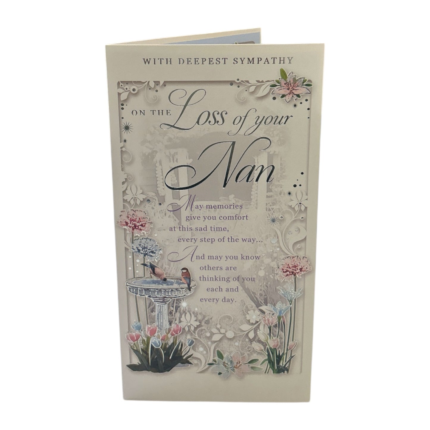 Loss of Nan Birdbath Fountain Design Sympathy Opacity Card