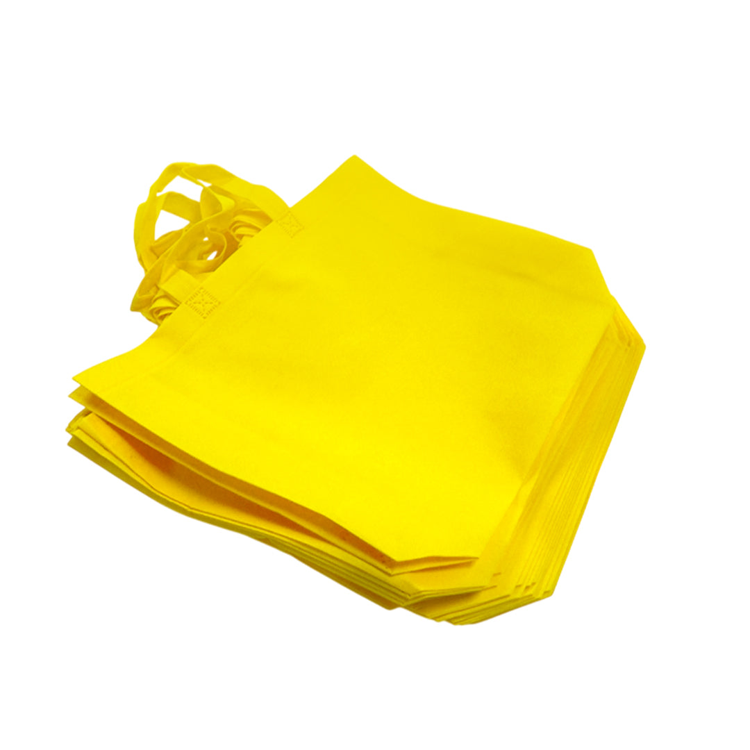 Pack of 25 Yellow Coloured 35x25x10cm Non-Woven Bags with Handle