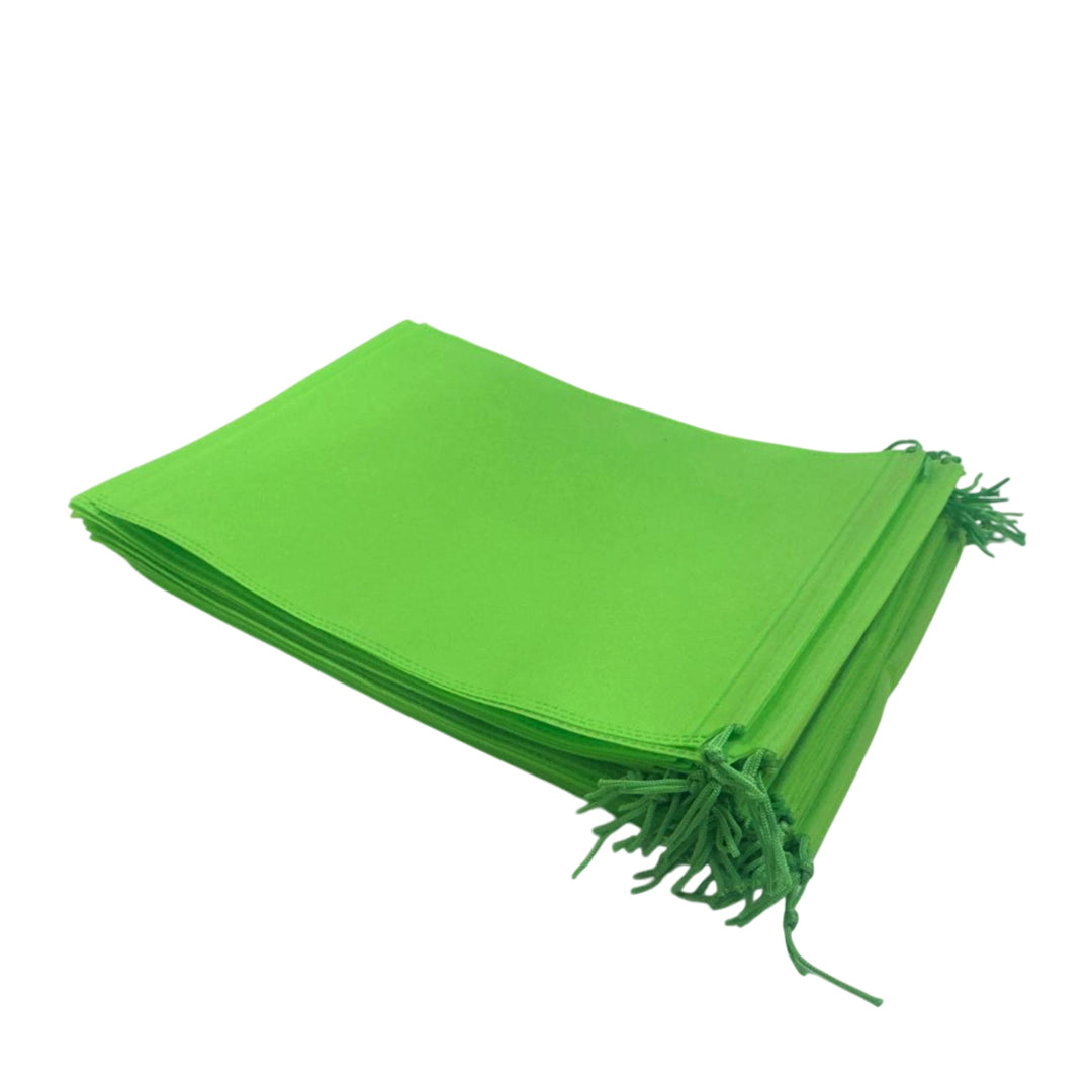 Pack of 100 Light Green Coloured 32x22cm Non-Woven Drawstring Bags