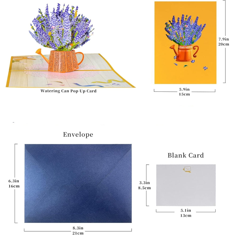Lavender Vase 3D Pop Up Greeting Card - Mother's Day Anniversary Birthday Get Well