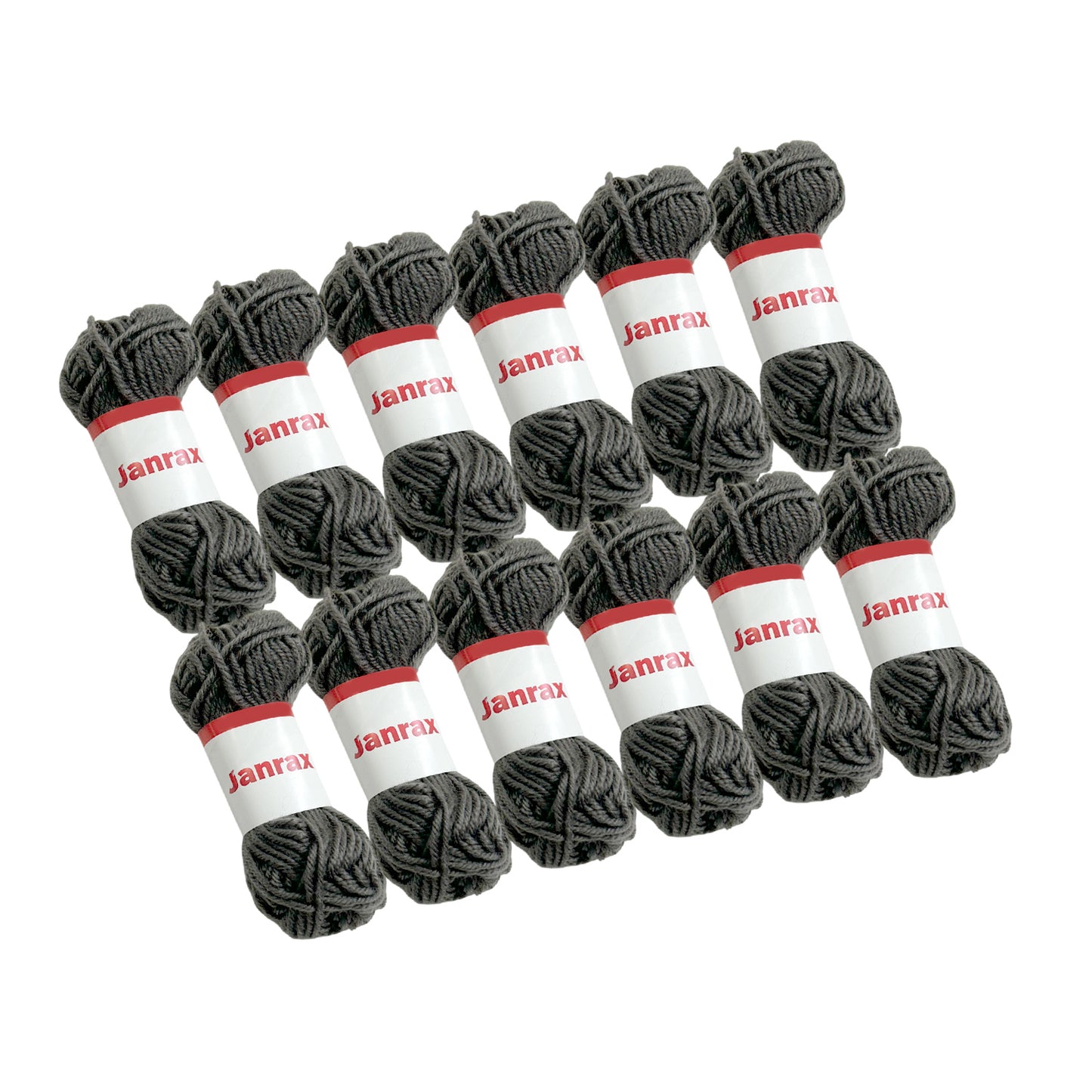 Pack of 10 Grey Acrylic Yarn Rolls – 10g each, 4 Strand 8 Ply Knitting Wool