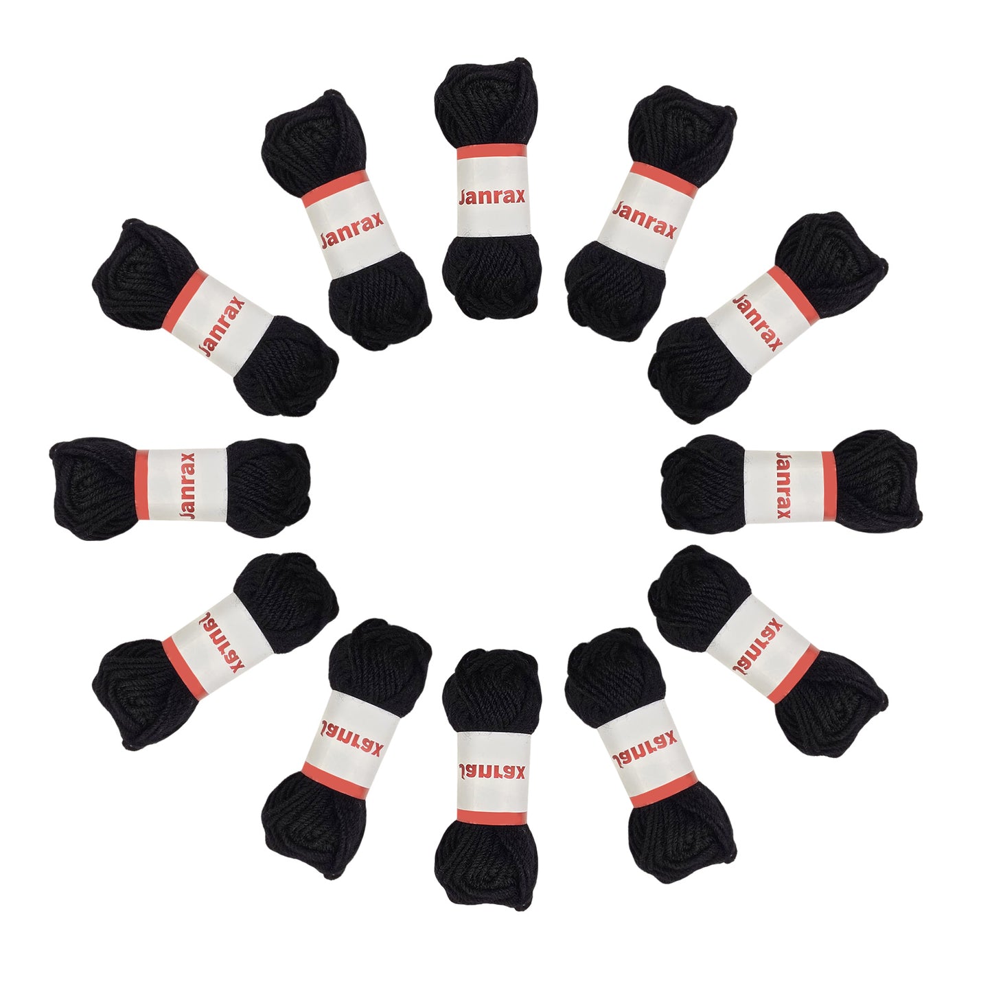 Pack of 10 Black Acrylic Yarn Rolls – 10g each, 4 Strand 8 Ply Knitting Wool