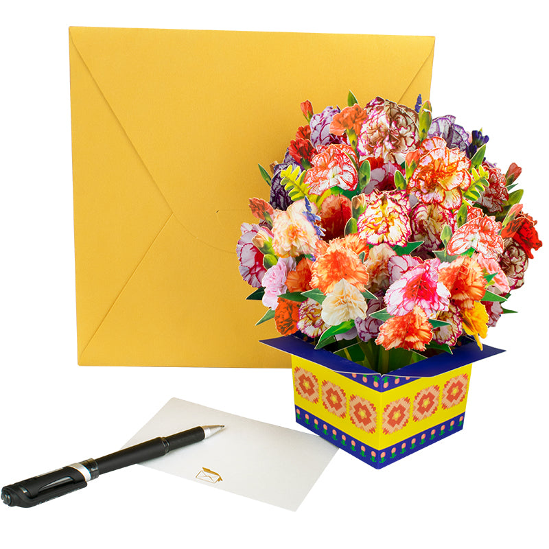 Bloom Box Carnation Fiesta 3D Pop Up Greeting Card