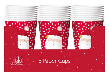 Pack of 8 Christmas Santa Design Paper Cups