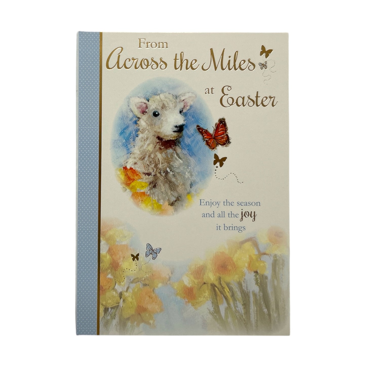Across The Miles Cute Lamb Floral Design Easter Card