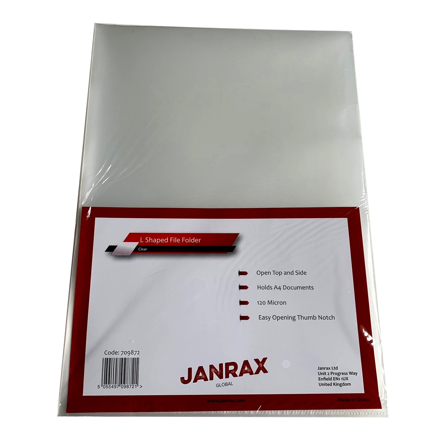 Pack of 1000 A4 Clear L Shaped Open Top and Side Report File Folders