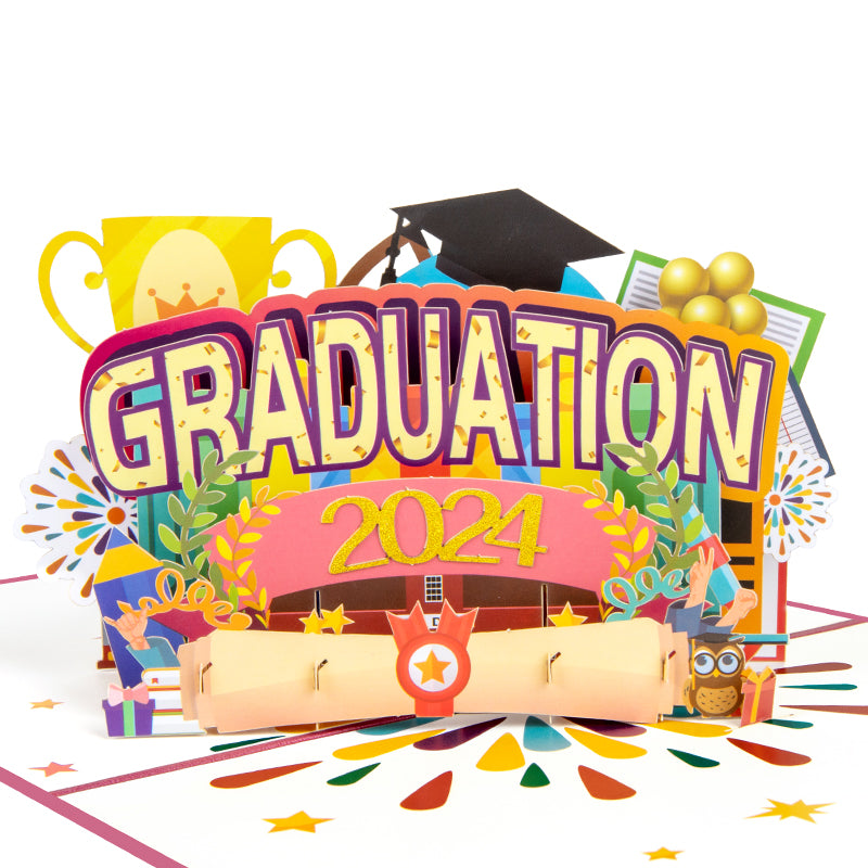 Hats Off 3D 2024 Pop Up Graduation Card