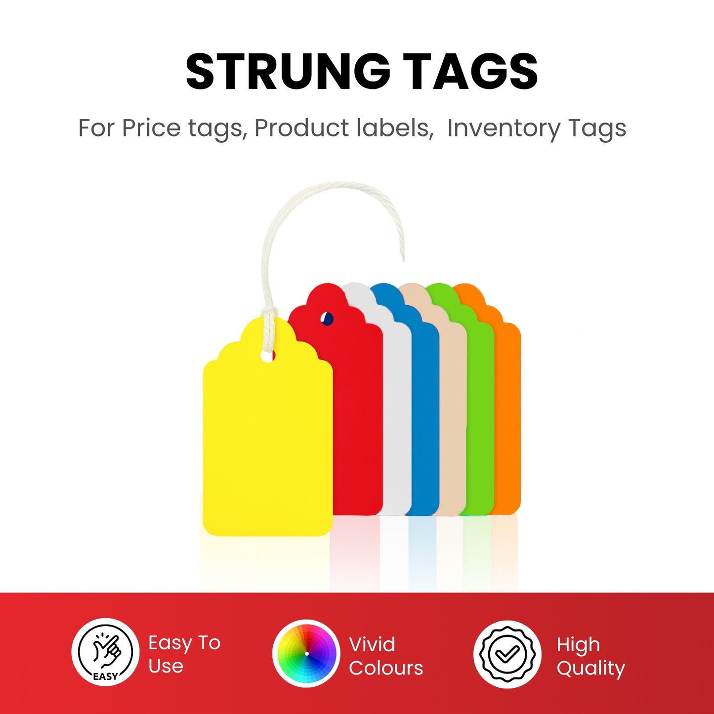 Pack of 1200 Small Red Strung Tags 13 x 20mm