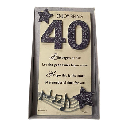 40th Birthday Timeless Words Plaque
