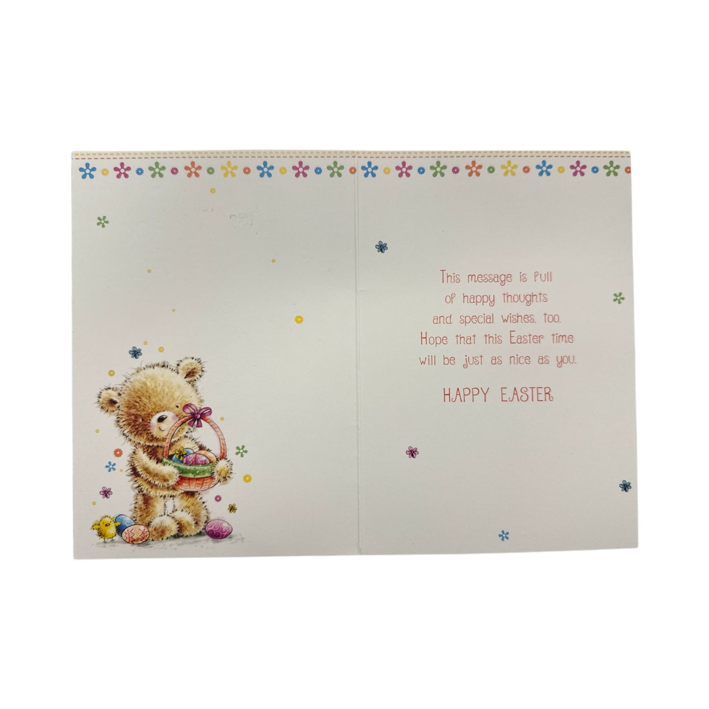 For Grandchildren Cute Teddy & Eggs Design Easter Card