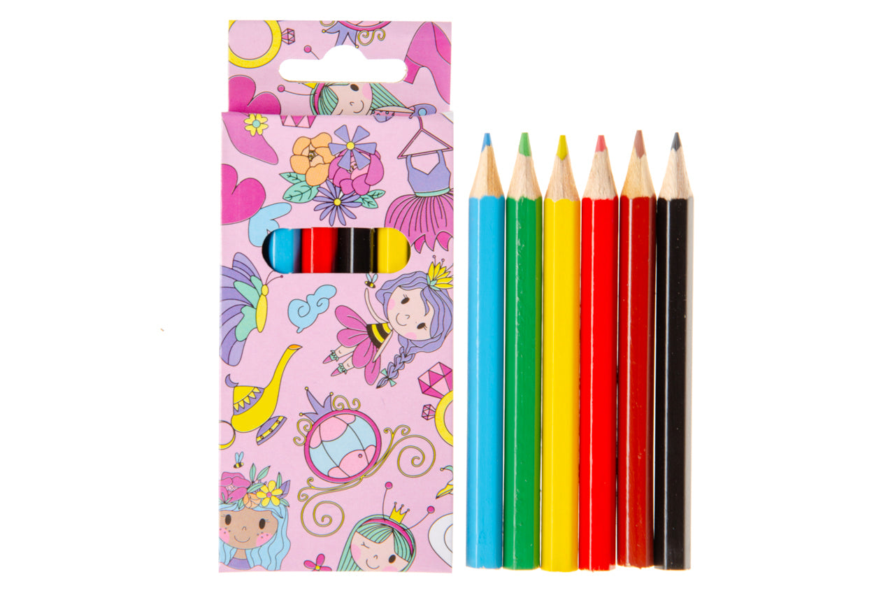 6 Pieces Princess Colored Pencils 9cm