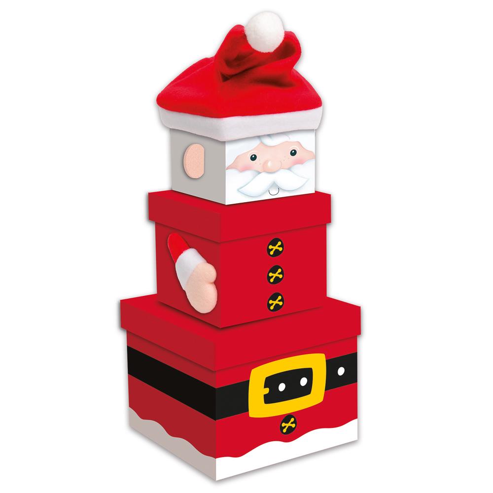 Christmas Santa Design 3 Piece Stacking Nested Boxes