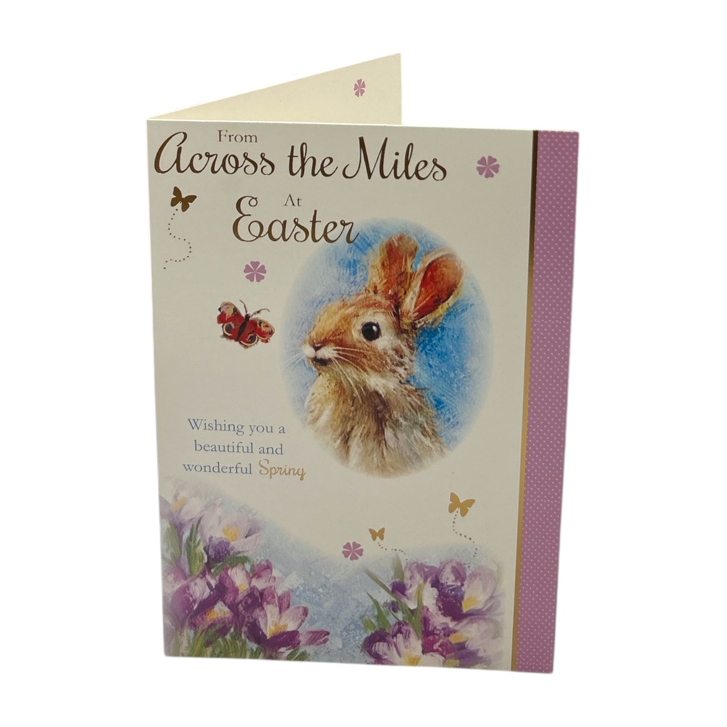 Across The Miles Cute Rabbit with Butterfly Floral Design Easter Card
