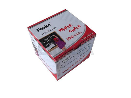 Box of 100 White Chalk Sticks - Non Toxic
