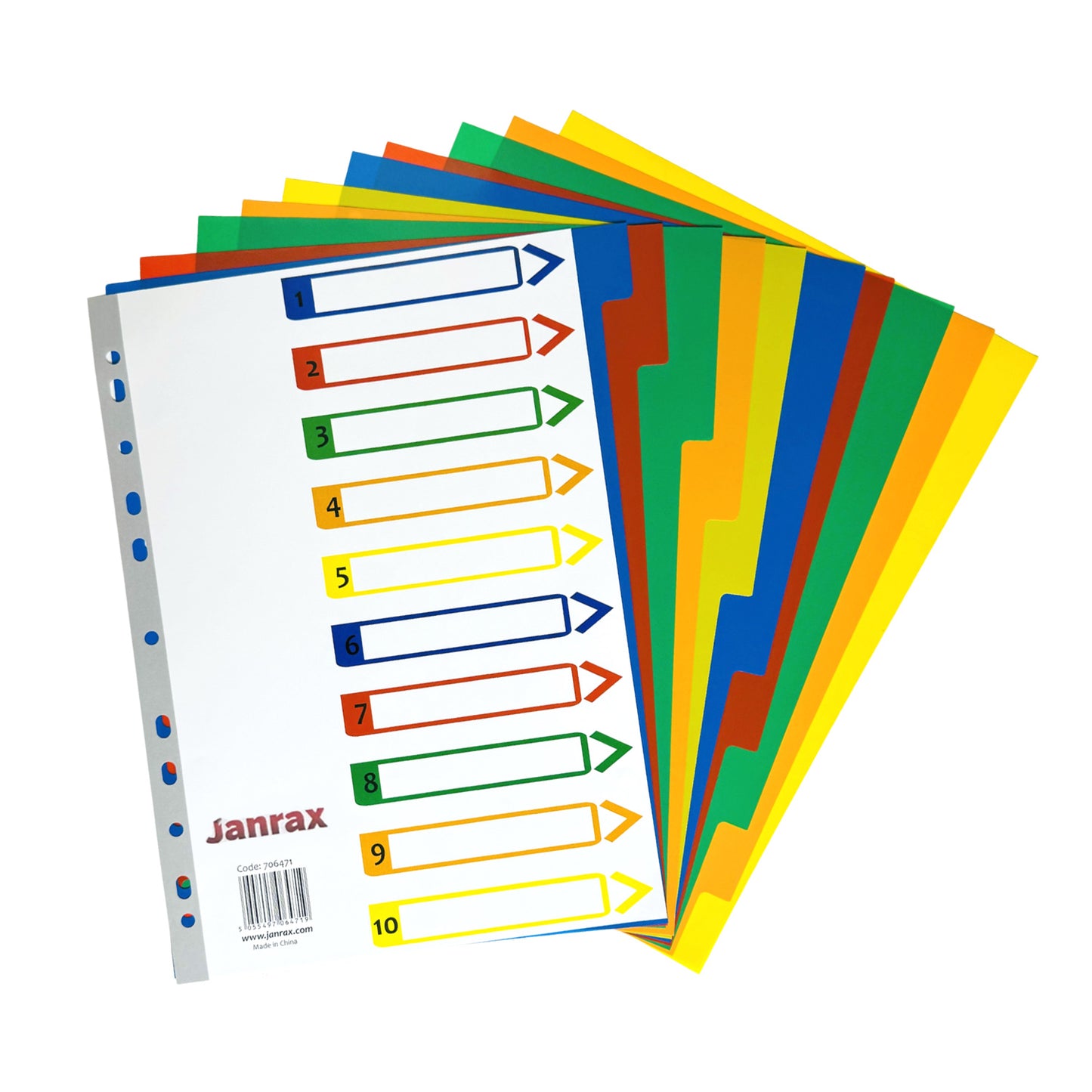 A4 10 Part Polypropylene Dividers with Reinforced Index Cover