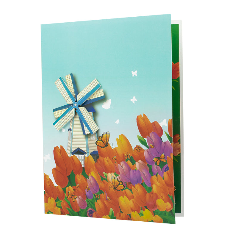 Tulip Breeze 3D Windmill 3D Pop Up Greeting Card