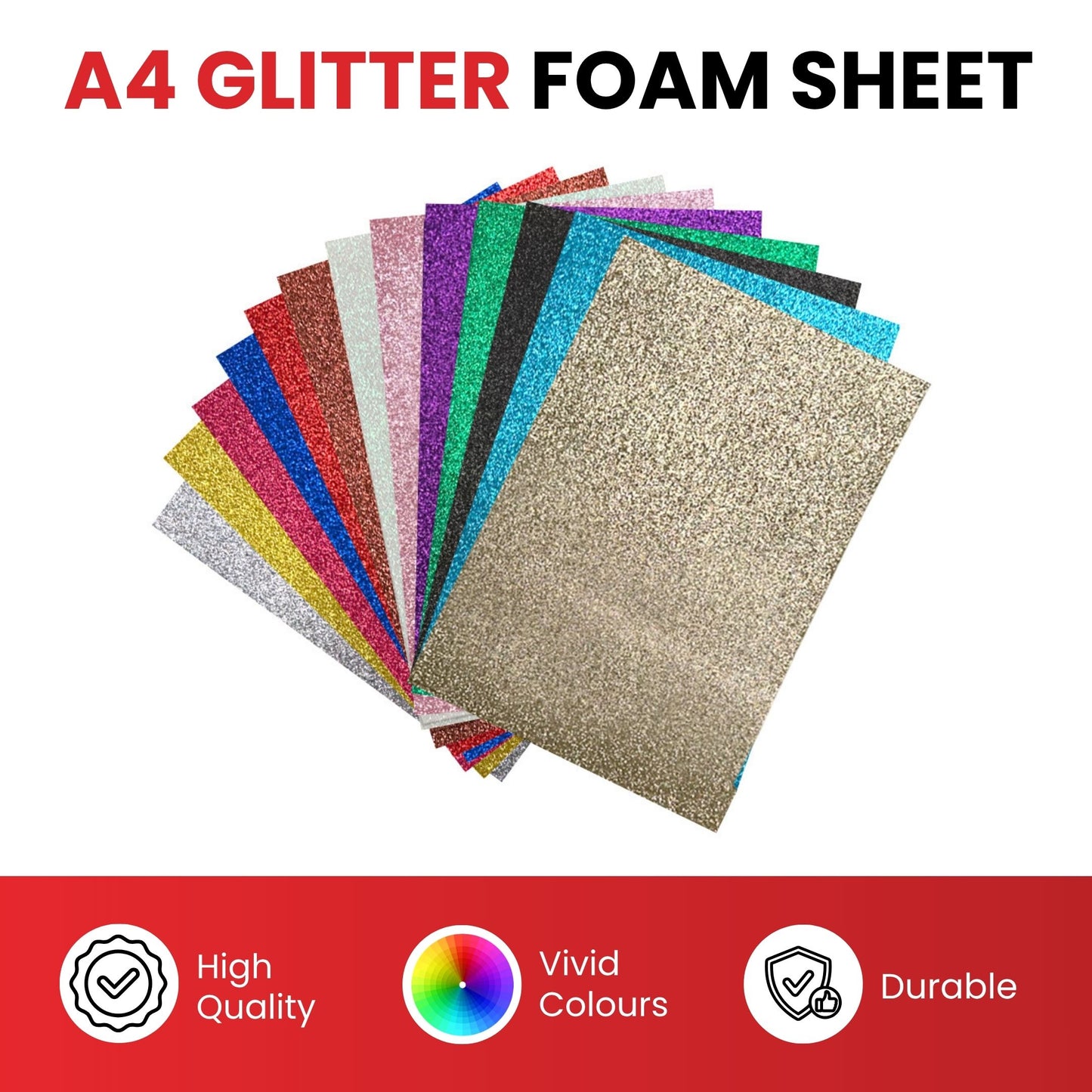 Pack of 10 A4 Rose Gold Glitter Eva Foam Sheets