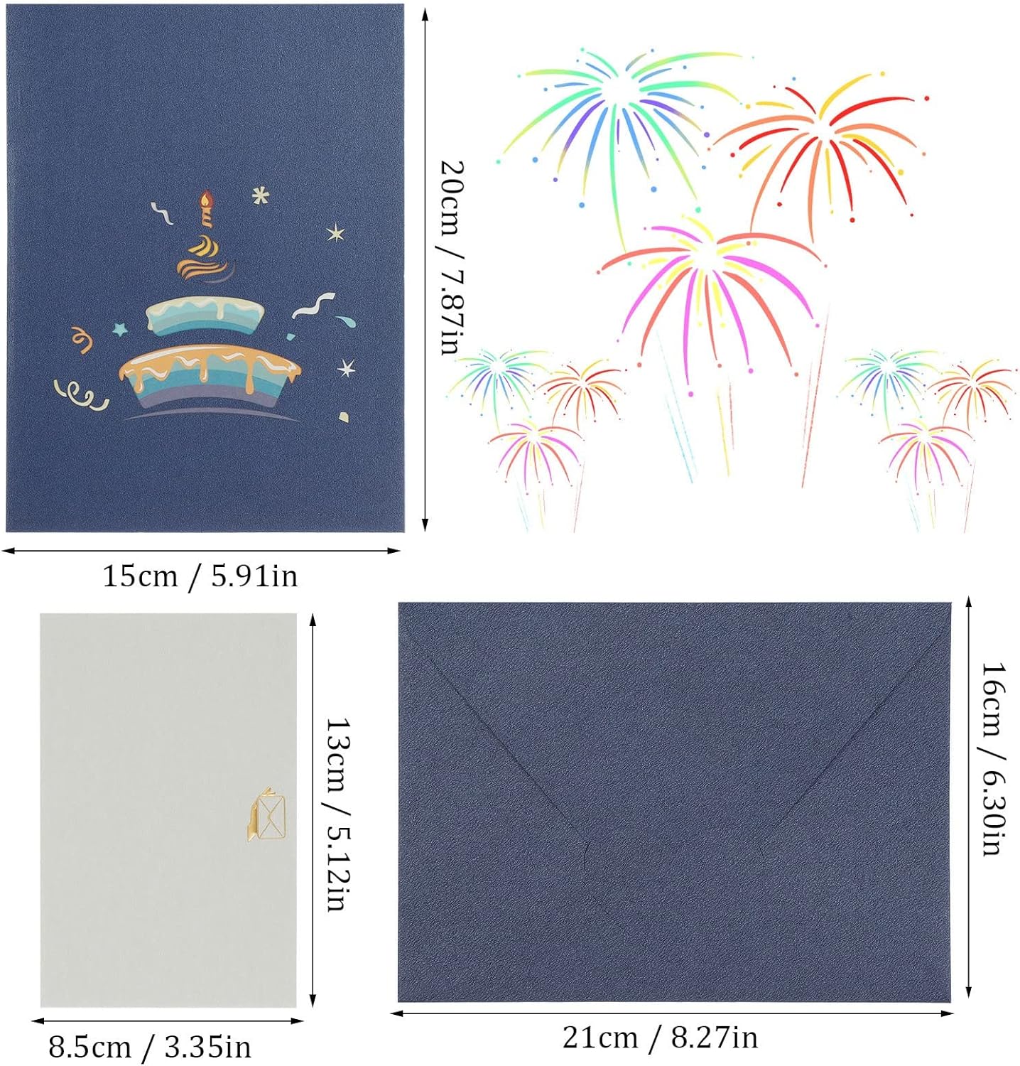 Blue Beautiful Round Cake Design 3D Pop Up Birthday Card