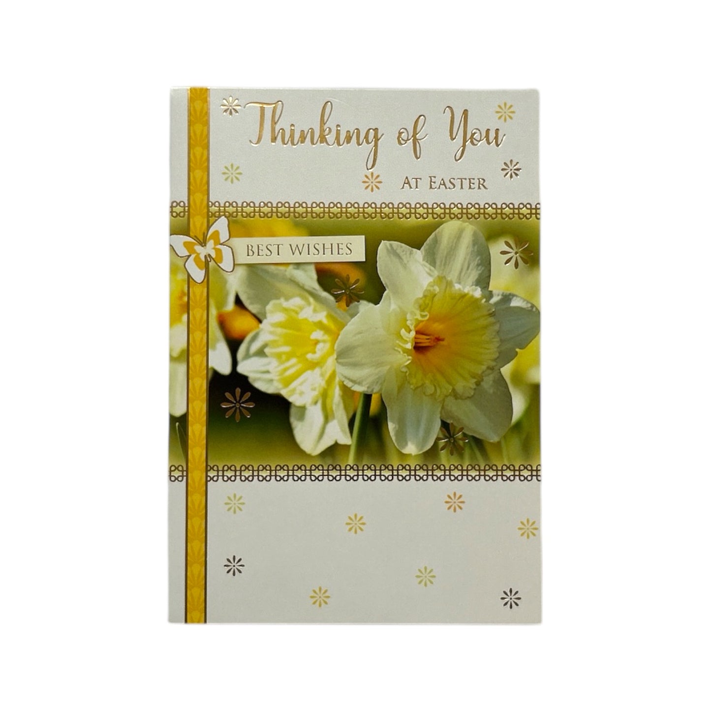 Thinking Of You White Daffodil Flowers Design Easter Card