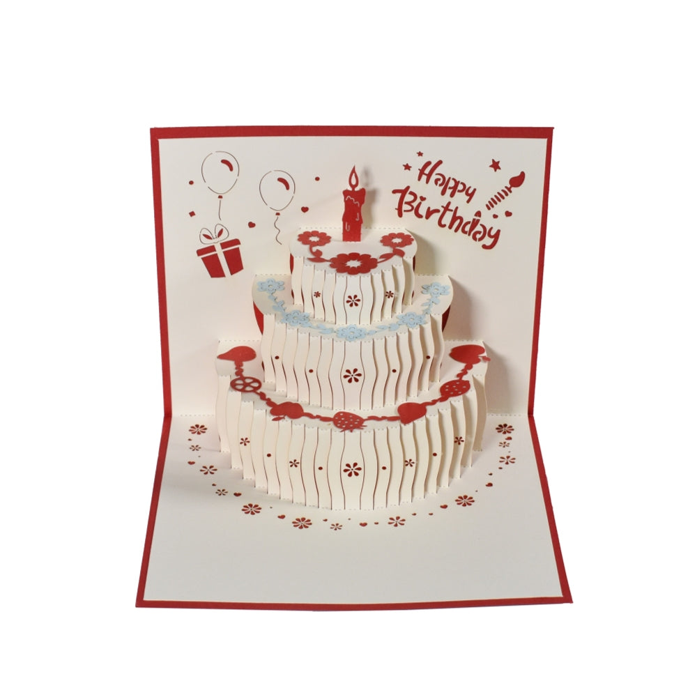 Red Fruit Cake Design 3D Pop Up Birthday Card