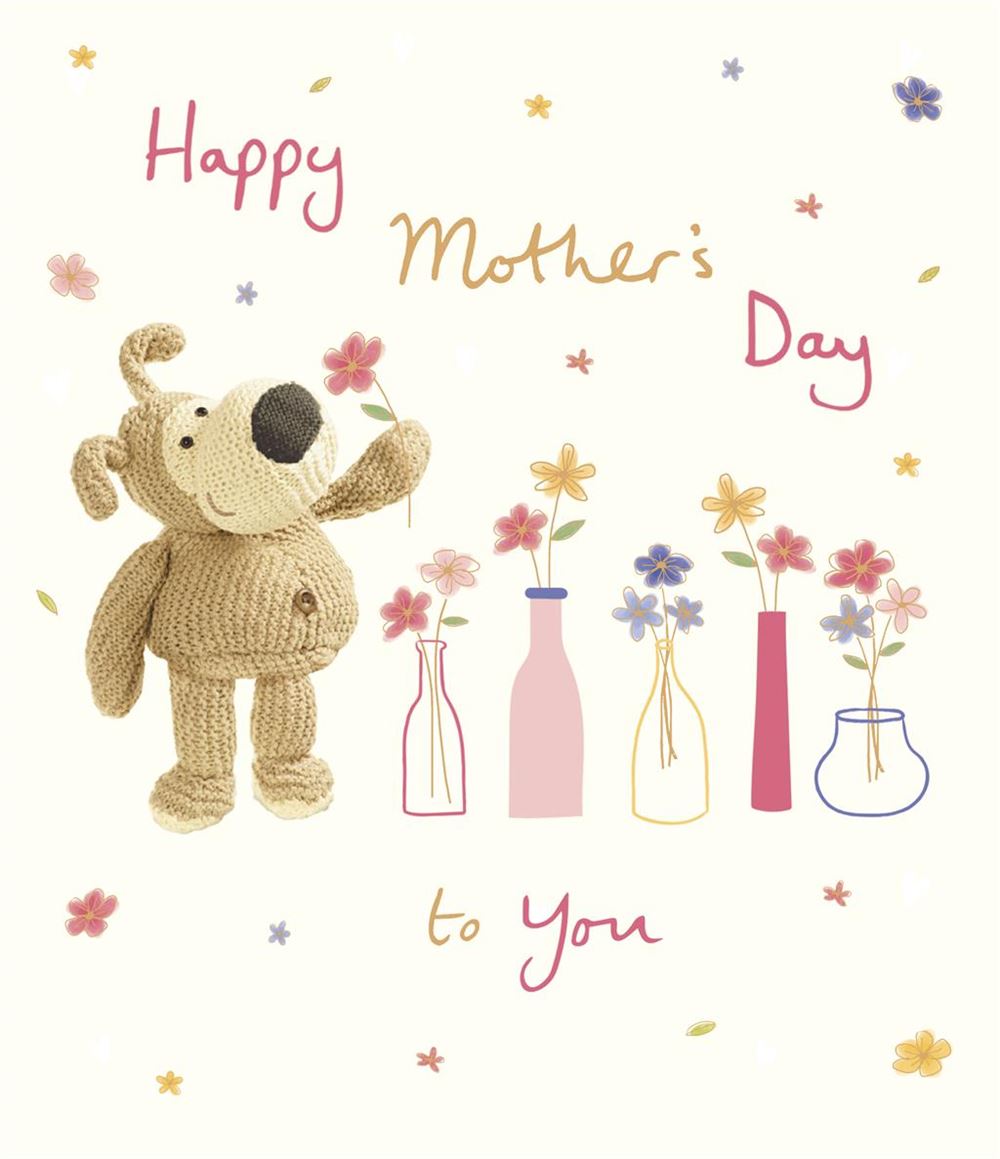 Boofle With Flower Vase Mother's Day Card