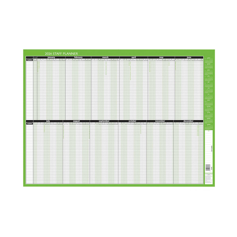 Janrax 2026 Staff Planner Unmounted