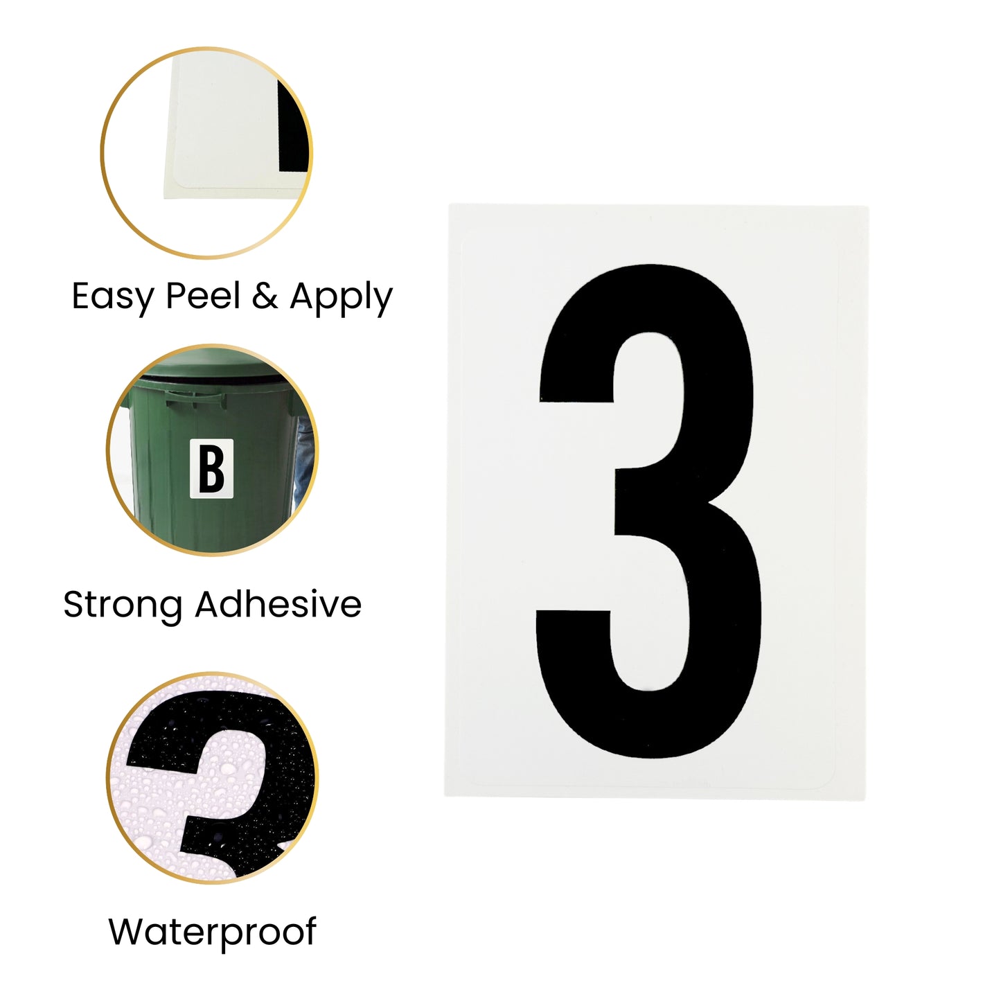 Waterproof Wheelie Bin Black Number 1 Sticker