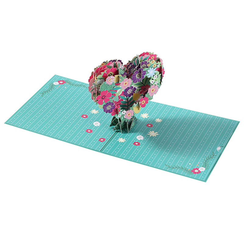Floral Heart Wreath 3D Pop Up Thank You Card