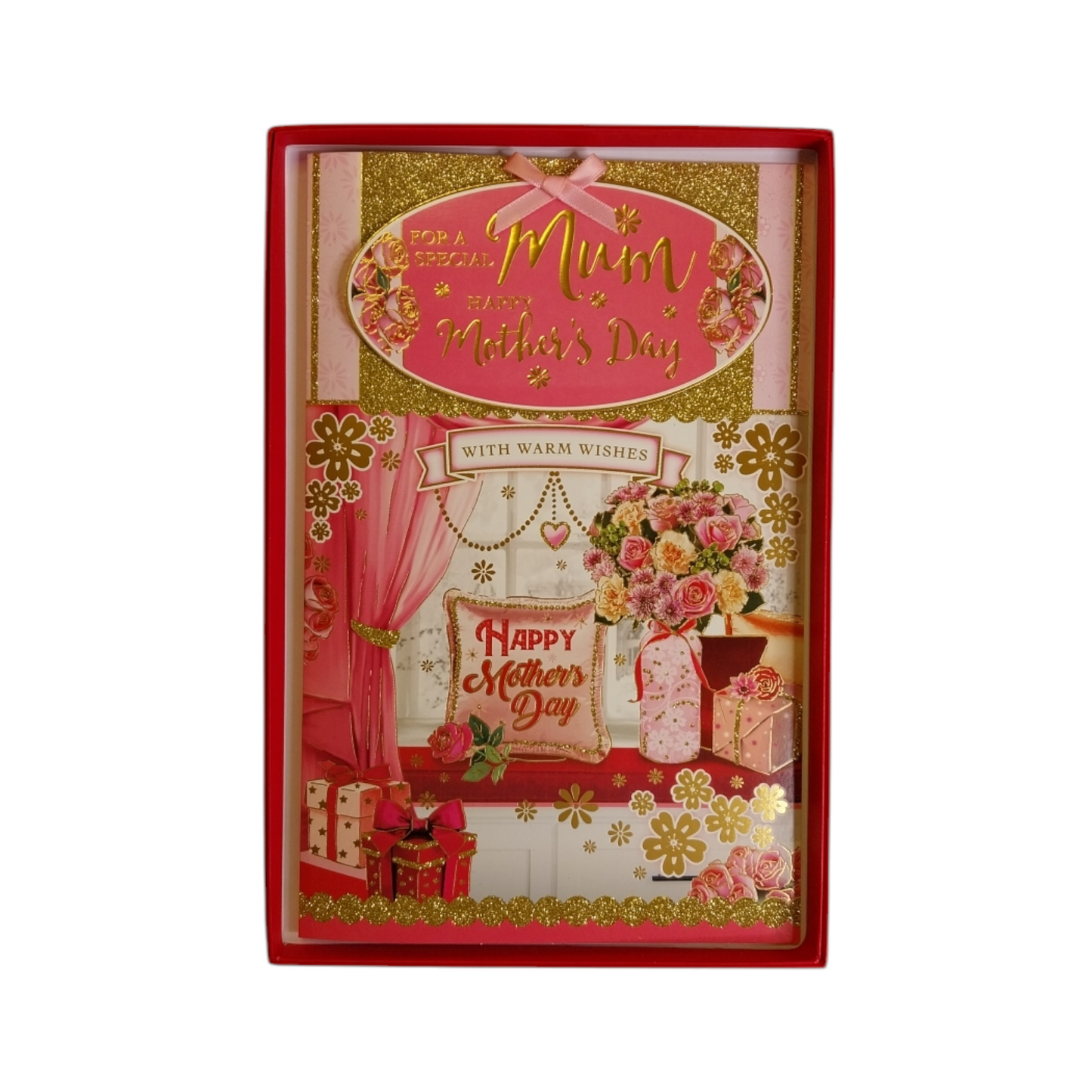 To Mum Flower Pot and Cushion Design Pink Mother's Day Boxed Card