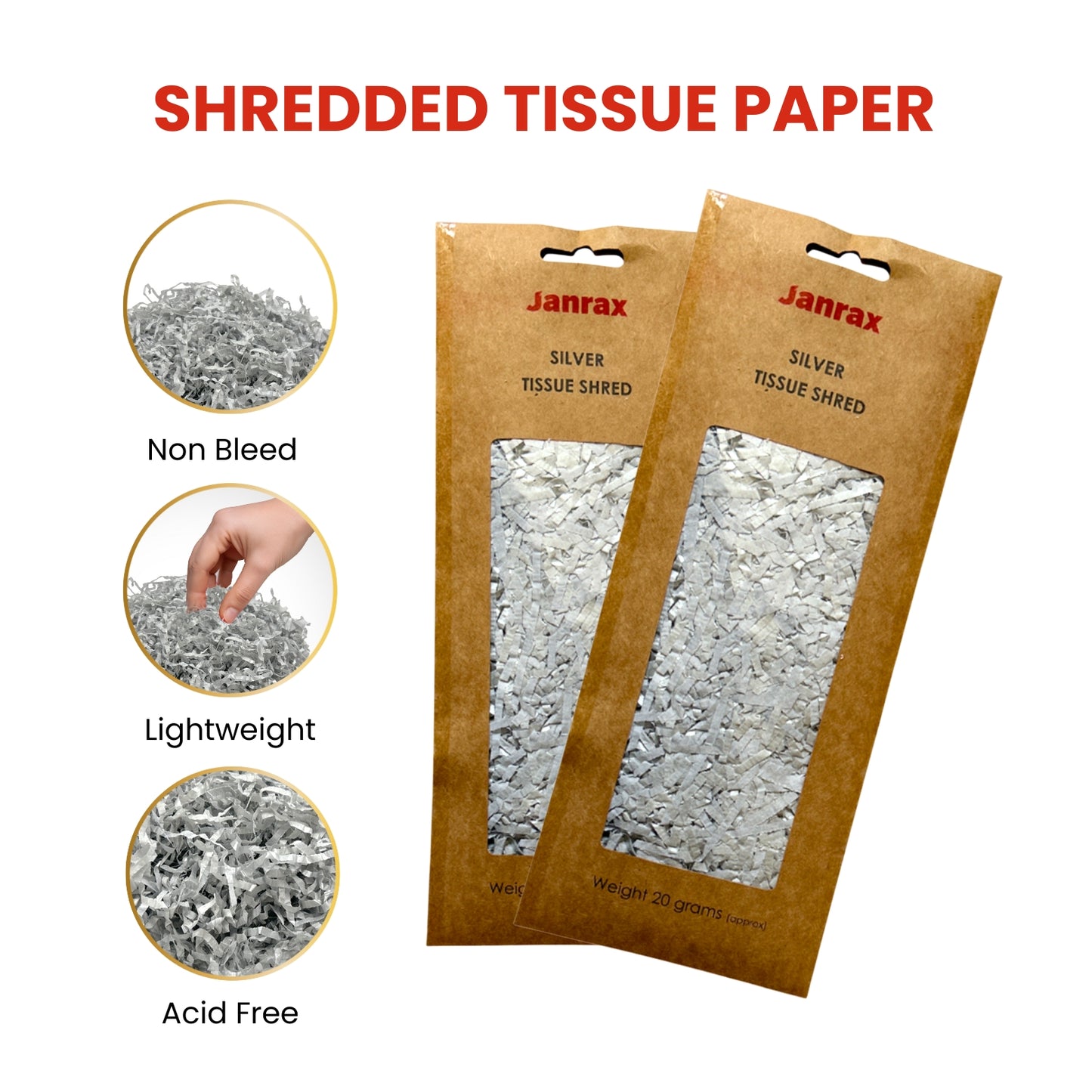 12 Packs of Silver Tissue Shred 20g - Total 240g