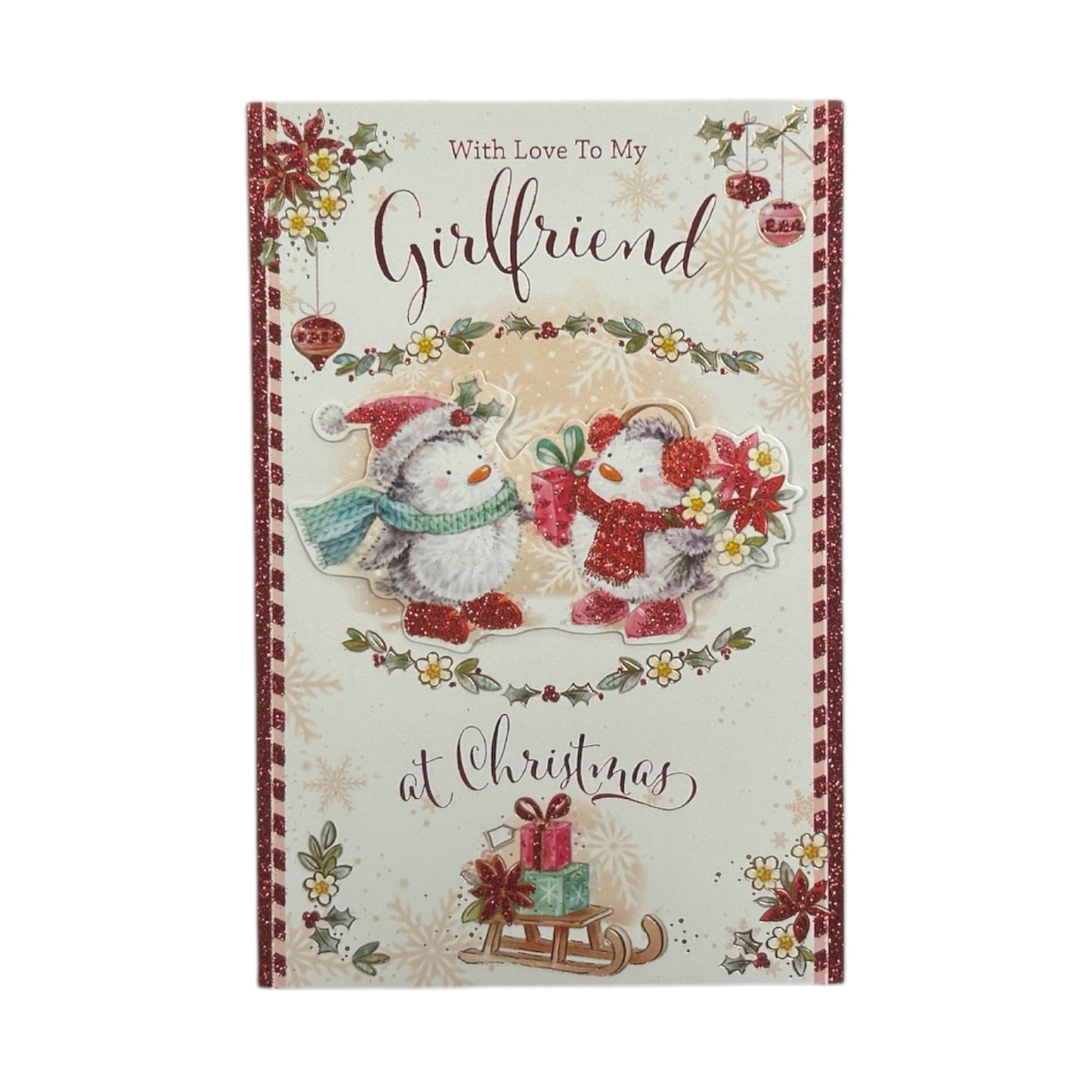 With Love to My Girlfriend Penguins Festive Design Christmas Card
