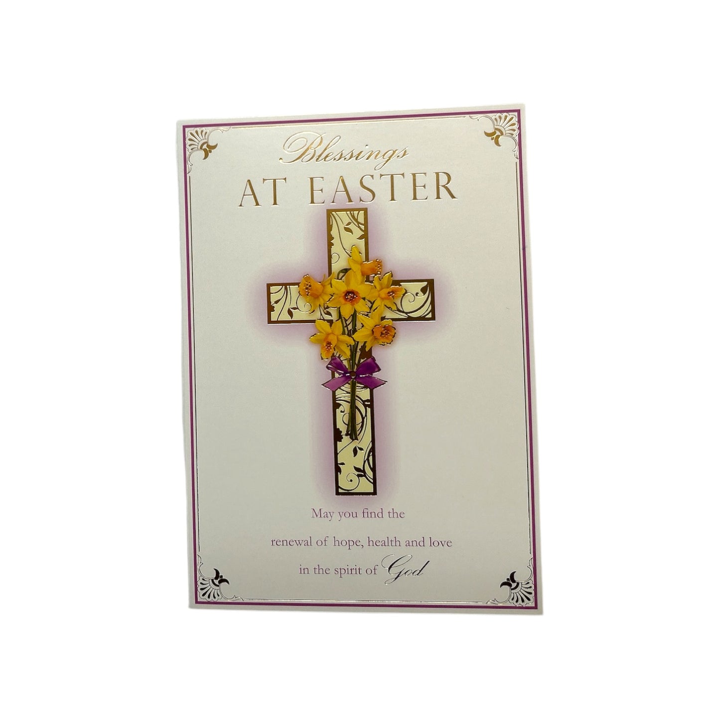 Blessings At Easter Yellow Floral Cross Design Easter Card