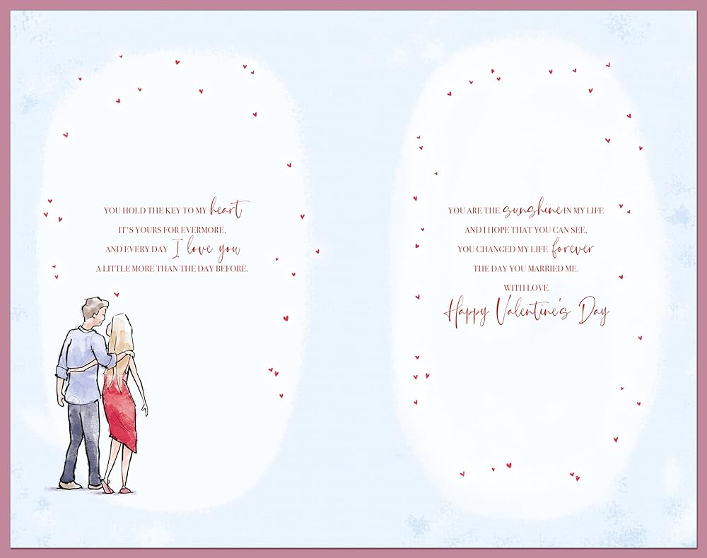 Heart And Flowers Beautiful Wife Luxury Handmade Valentine's Day Card