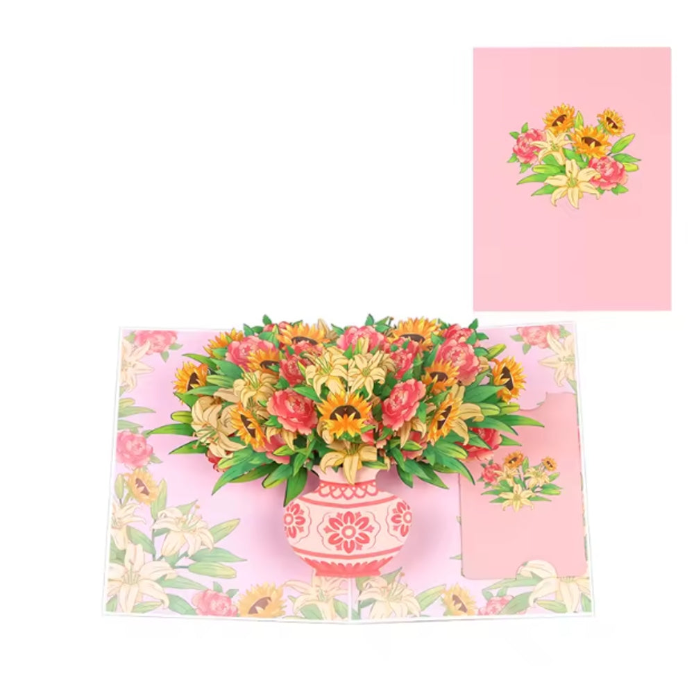 Pink Blooming Radiance 3D Pop Up Greeting Card