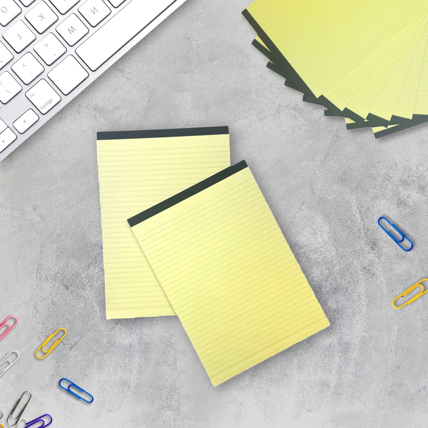 Pack of 10 160 Pages A4 Yellow Feint Ruled Board Back Memo Pads