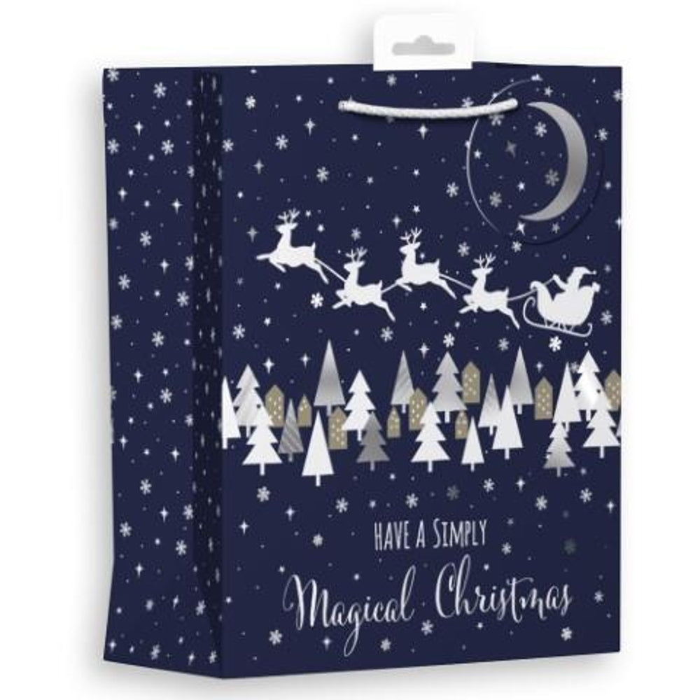 Pack of 6 Midnight Santa Landscape Medium Christmas Gift Bags
