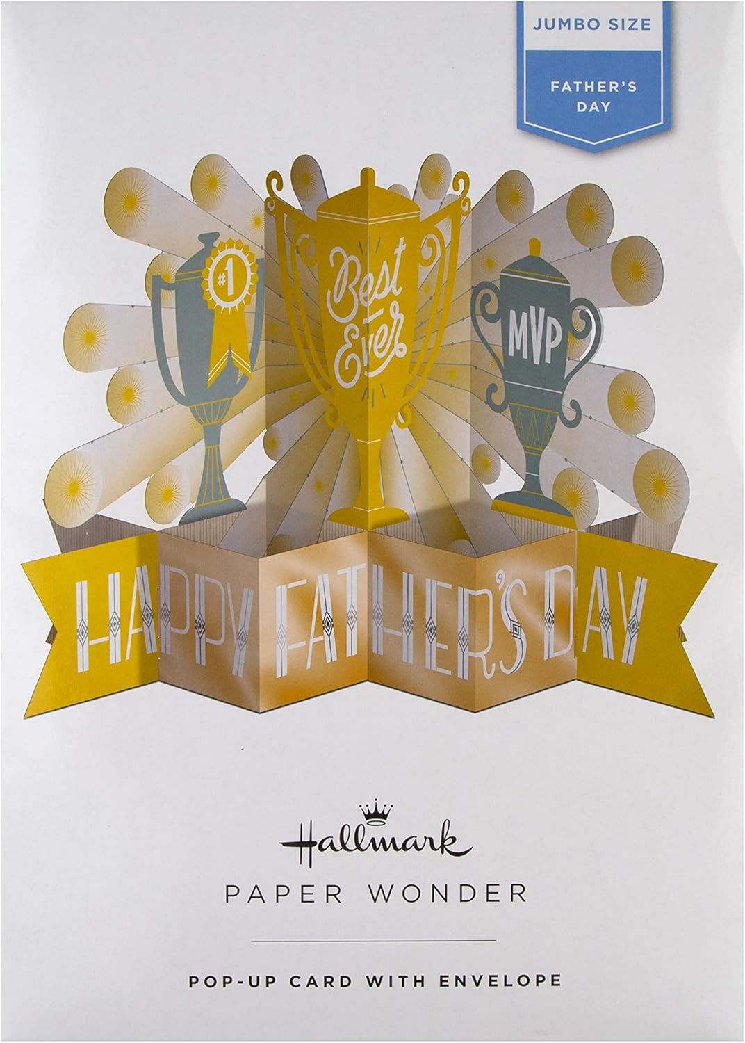 3D Pop Up 'Best Ever' Trophy Design Jumbo Father's Day Paper Wonder Card