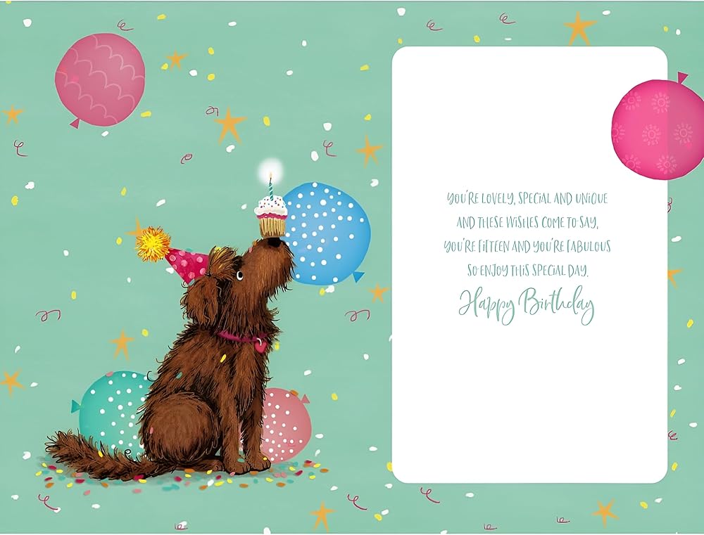 Party Dogs Design 15th Birthday Card