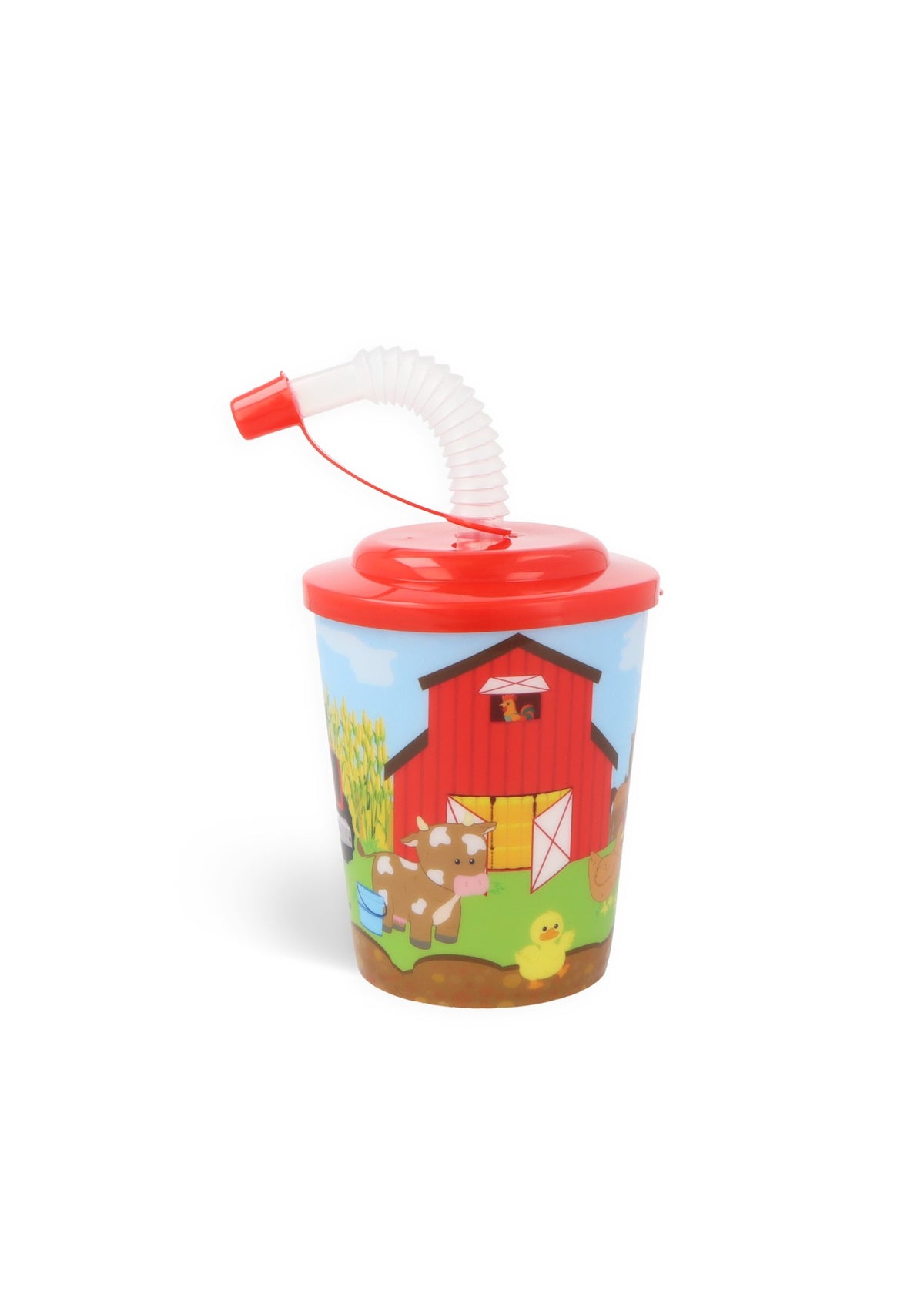 Single Farm Animal Cup with Lid and Straw (300ml)