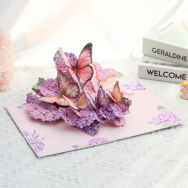 Flower & Butterfly Purple 3D Pop Up Greeting Card